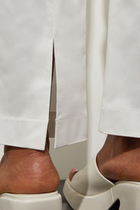 Plus Size Pull-On Straight Leg Pant - Cotton Tencel, White, White | Ming Wang
