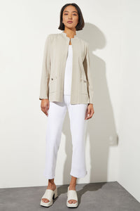 Plus Size Multi Texture Knit Jacket, Limestone, Limestone | Ming Wang