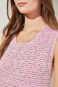 Plus Size Knee-Length Sheath Dress - Soft Knit, Perfect Pink, Perfect Pink/Black | Ming Wang