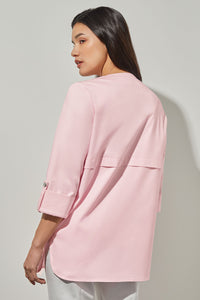 Front Zippered Jacket - Cuff Sleeve 100% Cotton, Perfect Pink | Ming Wang