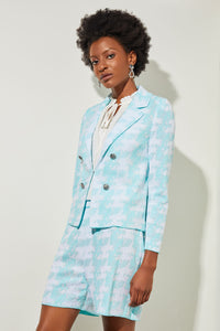 Bermuda Short - Houndstooth Knit, Oceanfront/White | Meison Studio Presents Ming Wang