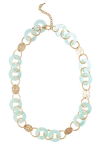 Mint Green Resin and Matte Gold Link Necklace, Gold/Mint | Meison Studio Presents Ming Wang