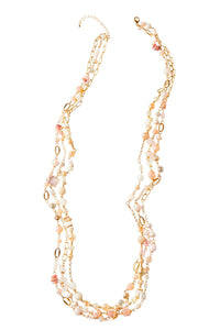 Triple Strand Multi Bead Necklace, Gold/Multi | Ming Wang