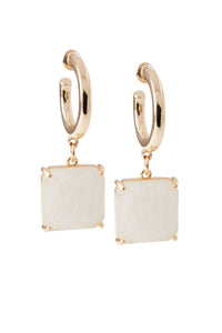 Crystal Drop Hoop Pierced Earrings, Gold | Meison Studio Presents Ming Wang