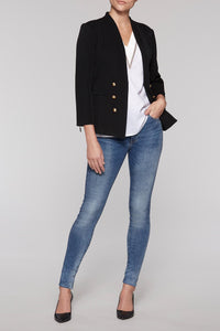 Faux Double Breasted Knit Blazer, Black | Meison Studio Presents Ming Wang