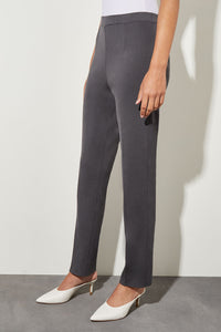 Plus Size Straight Leg Knit Pant, Granite Grey, Granite Grey | Meison Studio Presents Ming Wang