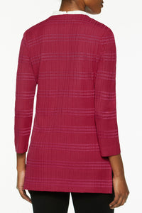 Tonal Stripe Knit Jacket, Roselle Pink/Black | Meison Studio Presents Ming Wang