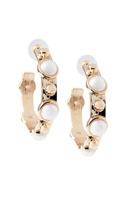 Pearl and Gold Hoop Pierced Earrings, Gold/Pearl | Meison Studio Presents Ming Wang