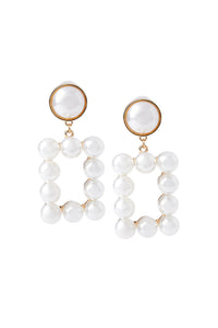 Pearl Frame Drop Pierced Earrings, Gold/Pearl | Meison Studio Presents Ming Wang