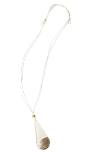 Two-Tone Resin Pendant On Slider Cord Necklace, Ivory | Ming Wang