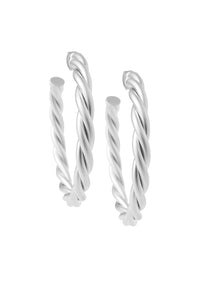 Twisted Hoop Matte Silver Pierced Earrings, Silver | Meison Studio Presents Ming Wang