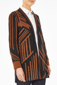 Geometric Stripe Cozy Knit Cardigan, Sierra – meison