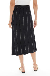 Stripe Detail Knit A-Line Skirt, Black/White | Meison Studio Presents Ming Wang