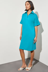 Side Pocket A-Line Chambray Shirt Dress, Bermuda, Bermuda | Meison Studio Presents Ming Wang