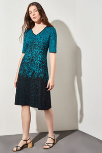 Ombre Soft Knit Sheath Dress, Atlantic Blue/Black | Meison Studio Presents Ming Wang