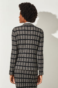 Check Tweed Tailored Knit Blazer, Java/Linen/Black | Meison Studio Presents Ming Wang