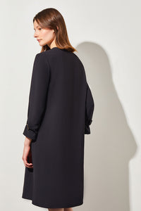 Bell Sleeve Crepe Shift Dress, Black | Meison Studio Presents Ming Wang