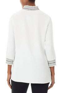 Embroidered Smock Collar Crepe de Chine Blouse – Ming Wang