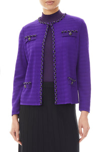 Braided Chain Trim Textured Knit Jacket – Ming Wang
