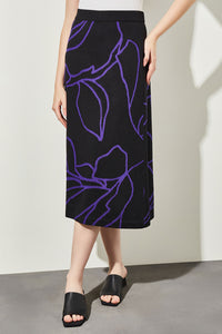Abstract Floral Soft Knit A-Line Skirt