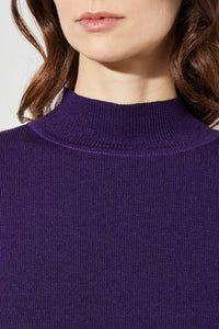 Long Sleeve Mock Neck Soft Knit Tunic, Valiant Purple/Black