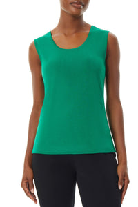Plus Size Mid-Length Scoop Neck Knit Tank, Ivy, Ivy | Meison Studio Presents Ming Wang