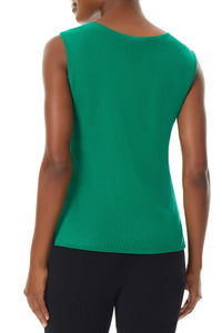 Plus Size Mid-Length Scoop Neck Knit Tank, Ivy, Ivy | Meison Studio Presents Ming Wang