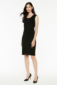 Plus Size Sleeveless Sheath Knit Dress, Black, Black | Meison Studio Presents Ming Wang