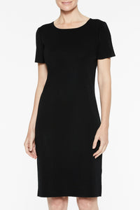 Short Sleeve Knit Dress, Black, Black | Meison Studio Presents Ming Wang