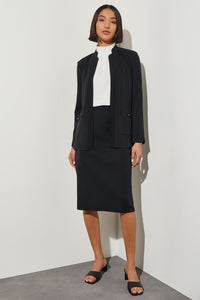 Plus Size Multi Texture Knit Jacket, Black | Meison Studio Presents Ming Wang