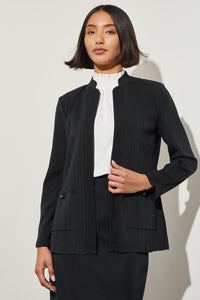 Multi Texture Knit Jacket, Black | Meison Studio Presents Ming Wang