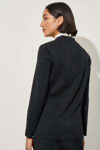 Plus Size Multi Texture Knit Jacket, Black | Meison Studio Presents Ming Wang