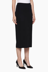 Plus Size Straight Knit Midi Skirt, Black, Black | Meison Studio Presents Ming Wang