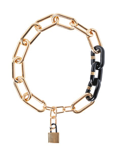 Gold & Black Resin Oval Link Necklace, Gold/Black | Misook