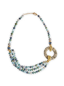 Blue Stone Patterned Ring Necklace, Navy Blue/Storm Grey | Meison Studio Presents Misook