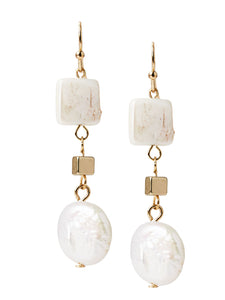 14K Matte Gold Freshwater Pearl Drop Earrings, Pearl | Misook