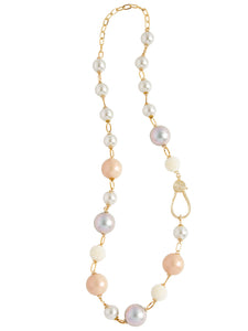 Multi Pearl Long Necklace, Gold | Meison Studio Presents Misook