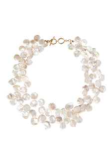 Dual Row Baroque Freshwater Pearl Necklace, Pearl | Misook