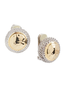 Hammered Two-Tone Clip Earrings, Gold/Silver | Meison Studio Presents Misook
