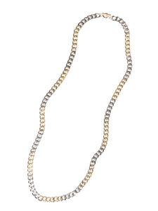 Two Tone 14K Gold & Rhodium Chain Link Necklace, Gold/Rhodium | Misook