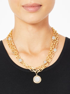 Two-Tone Coin Pendant Necklace, Gold | Meison Studio Presents Misook