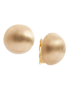 Gold Satin Round Clip Earrings, Gold | Meison Studio Presents Misook