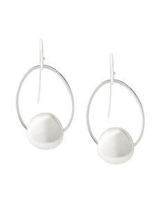 Silver-Tone Pebble Round Drop Pierced Earrings, Silver | Meison Studio Presents Misook