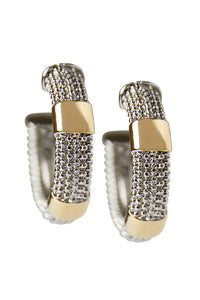 Two-Tone Woven Half-Hoop Earrings, Gold/Silver | Ming Wang
