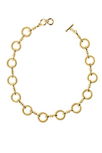 Gold Ribbed Circle Link Short Necklace, Gold | Ming Wang