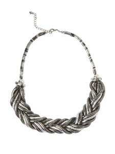 Black and Silver-Tone Metal Braided Necklace, Silver/Black | Meison Studio Presents Ming Wang