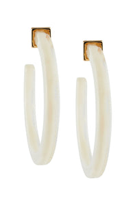 Large Resin Hoop Earrings, Ivory | Ming Wang