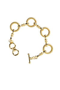 Mixed Texture Circle Link Bracelet, Gold | Ming Wang