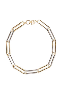 Two-Tone Short Link Necklace, Gold/Rhodium | Ming Wang
