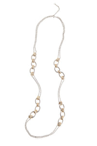 Long Two-Tone Circle Link Necklace, Gold/Silver | Meison Studio Presents Ming Wang